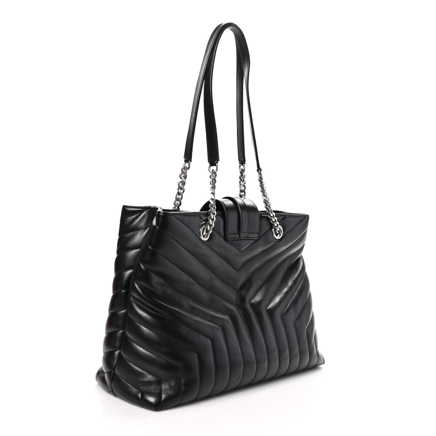 Saint Laurent Calfskin Y Quilted Monogram Large Loulou Shopper Black 2 of 10
