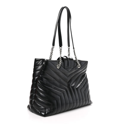 Saint Laurent Calfskin Y Quilted Monogram Large Loulou Shopper Black 2 of 10