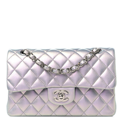 Chanel Iridescent Calfskin Quilted Small Double Flap Light Purple 1 of 13