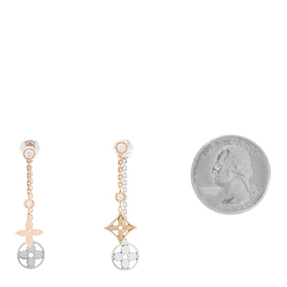 Louis Vuitton 18K Yellow White Pink Gold Diamond Blossom Long Drop Earrings 2 of 5