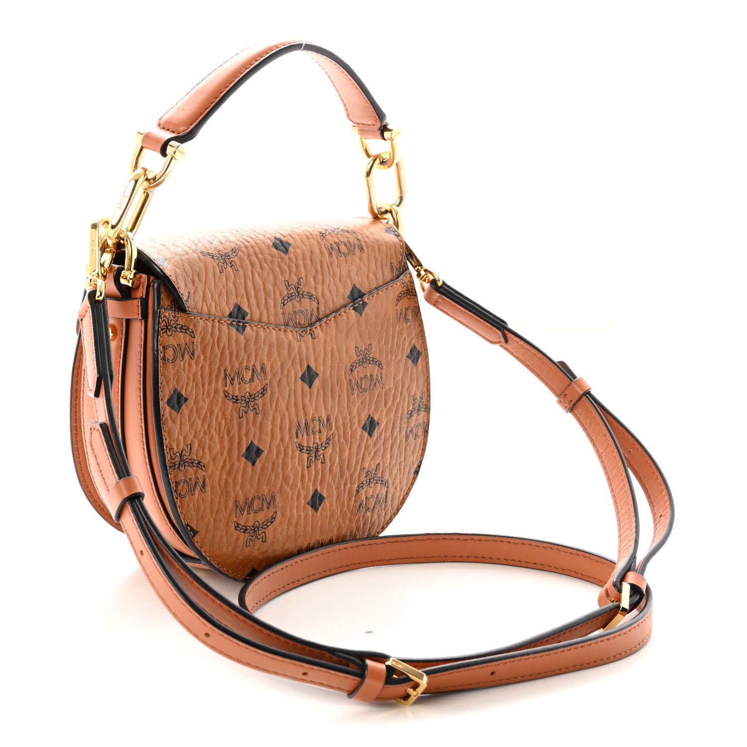 MCM Visetos Small Patricia Saddle Bag Cognac 3 of 9