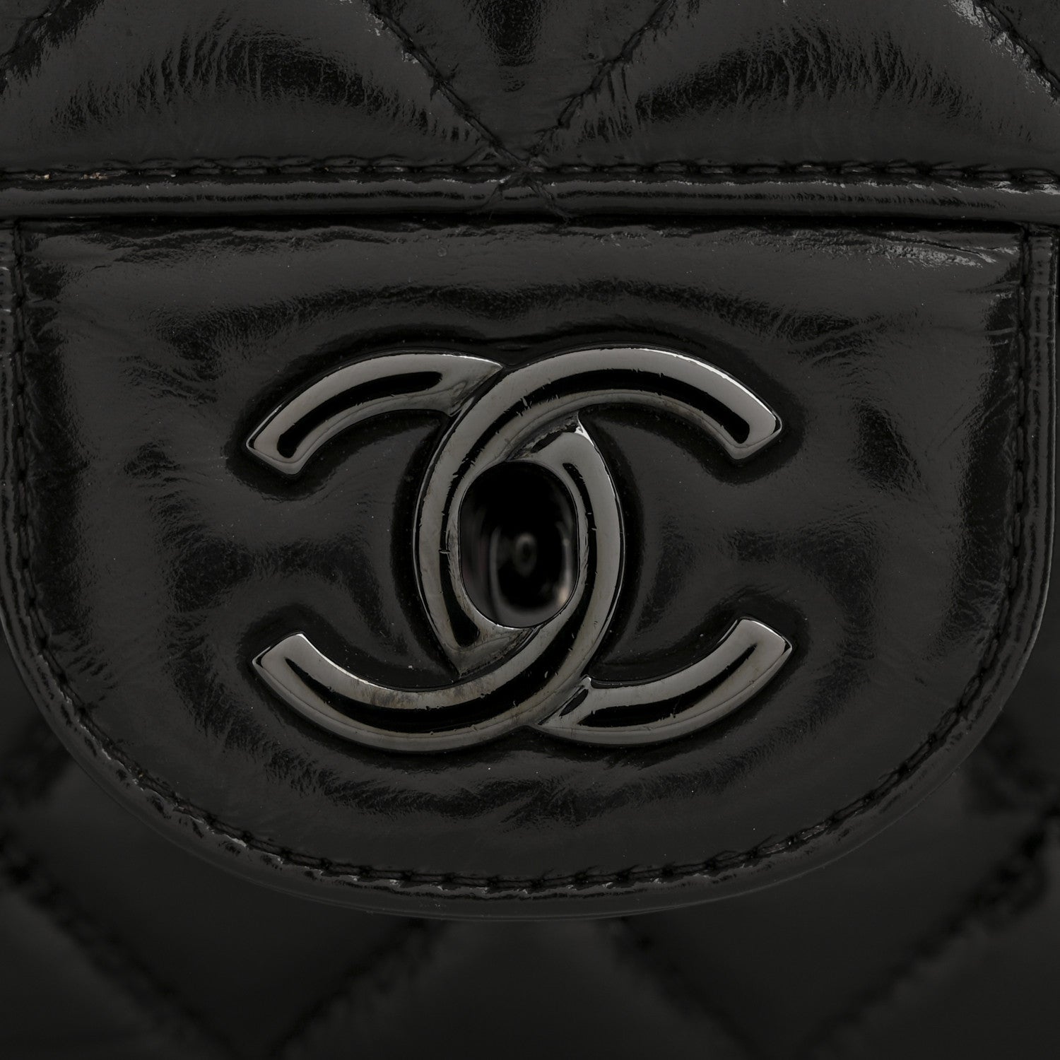 Chanel Shiny Crumpled Calfskin Quilted Jumbo Double Flap So Black 13 of 14