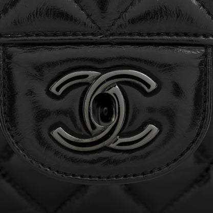 Chanel Shiny Crumpled Calfskin Quilted Jumbo Double Flap So Black 13 of 14