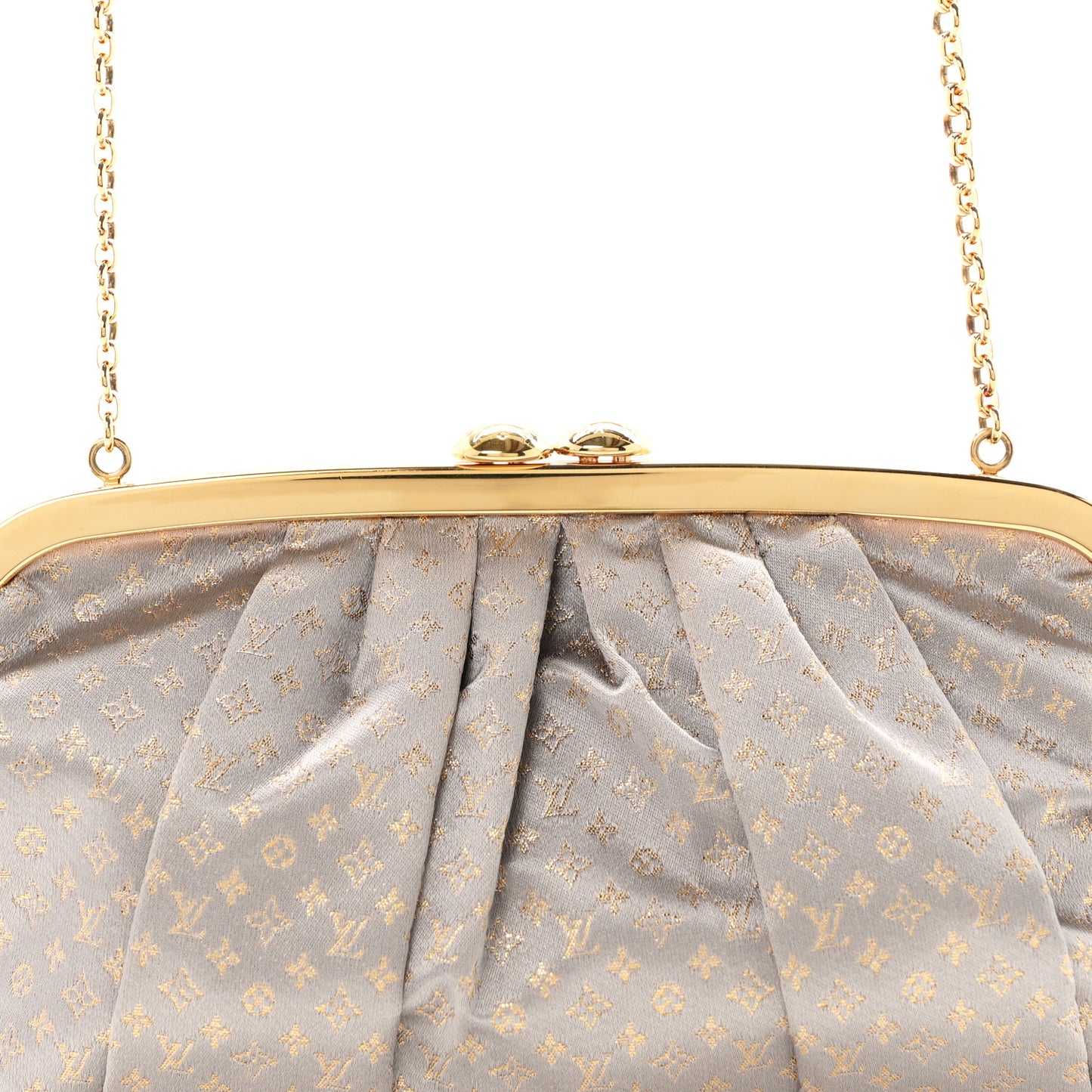Satin Monogram Aumoniere Clutch Silver