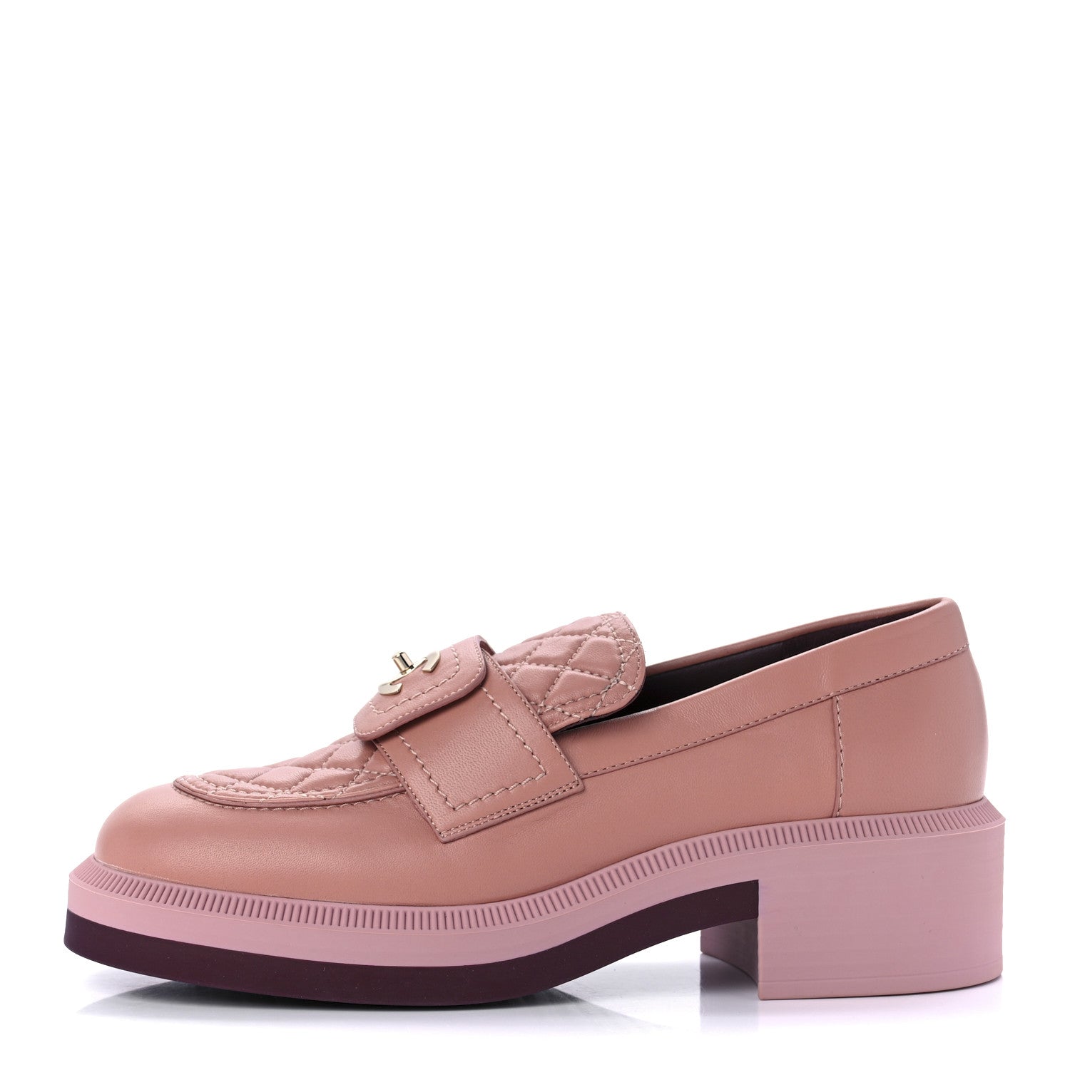Chanel Lambskin Quilted CC Turnlock Loafers 37 Dark Pink 1 of 12