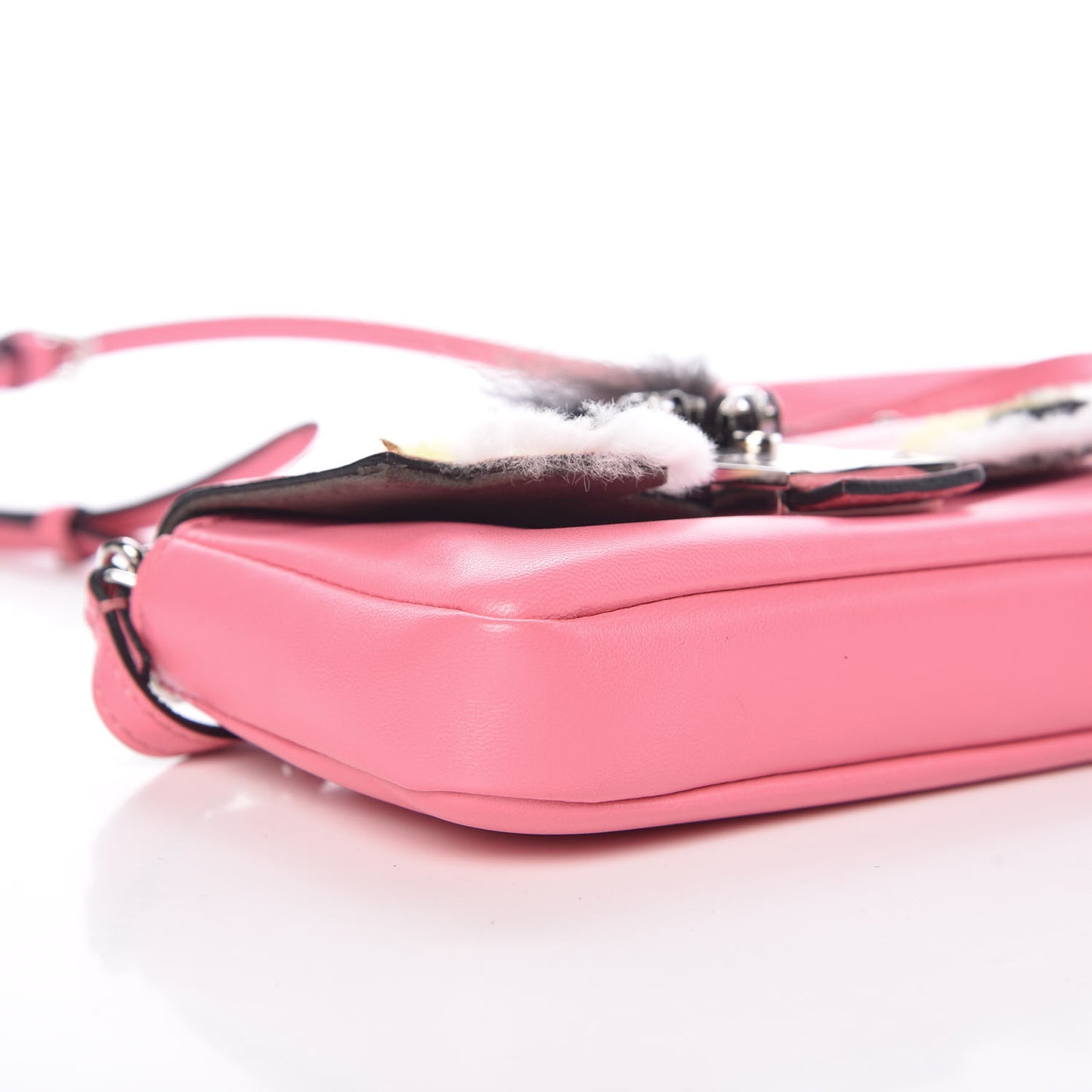 Nappa Rabbit Fox Fur Micro Buggie Baguette Rosa Fluo Multicolor