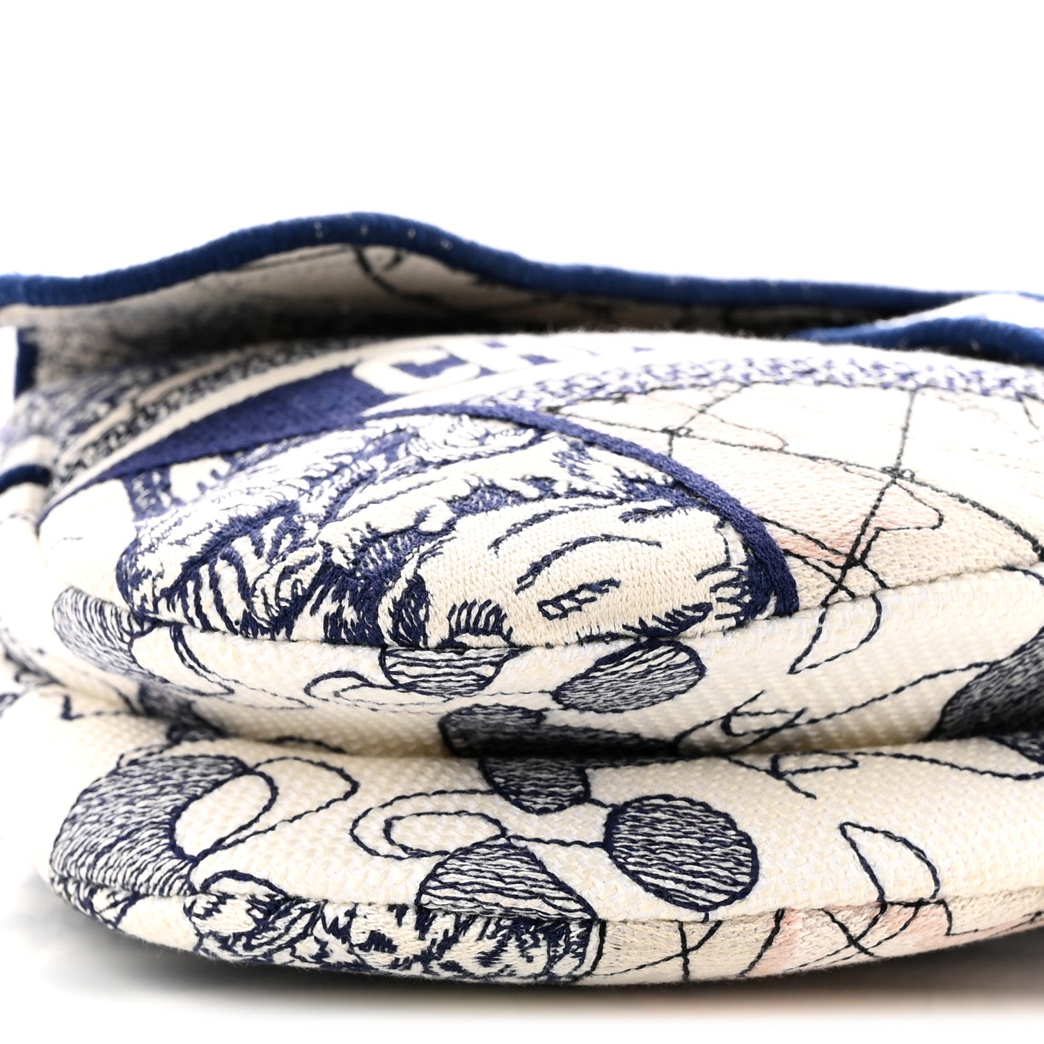 Christian Dior Canvas Embroidered Around the World Saddle Bag Blue 9 of 11