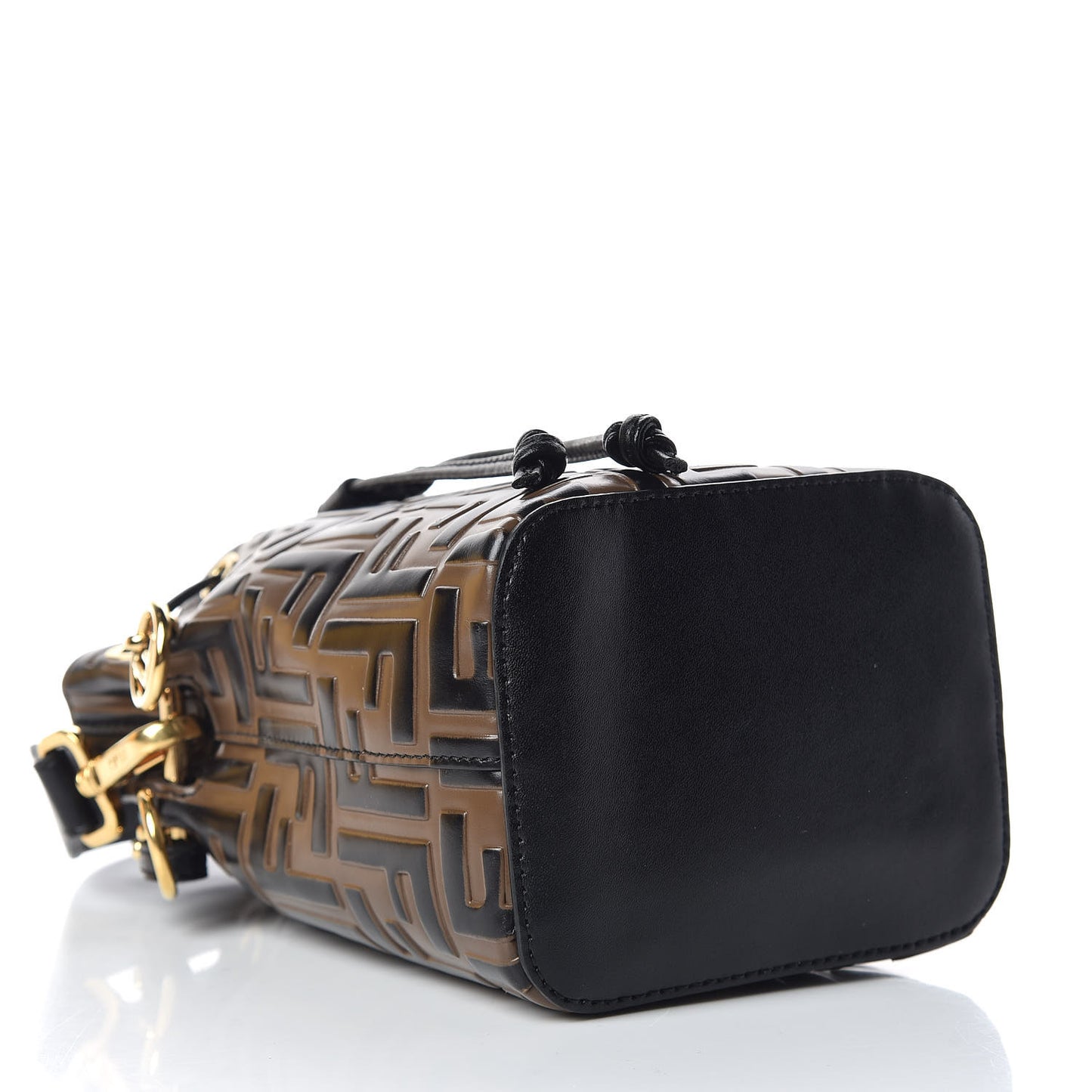 Vitello Liberty F is Fendi Bi-Color FF 1974 Embossed Mini Mon Tresor Bucket Bag Maya Black