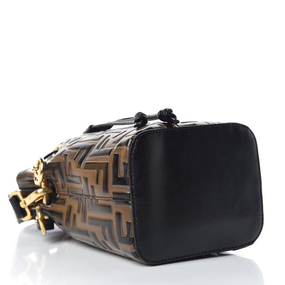 Fendi Vitello Liberty F is Fendi Bi-Color FF 1974 Embossed Mini Mon Tresor Bucket Bag Maya Black 5 of 11