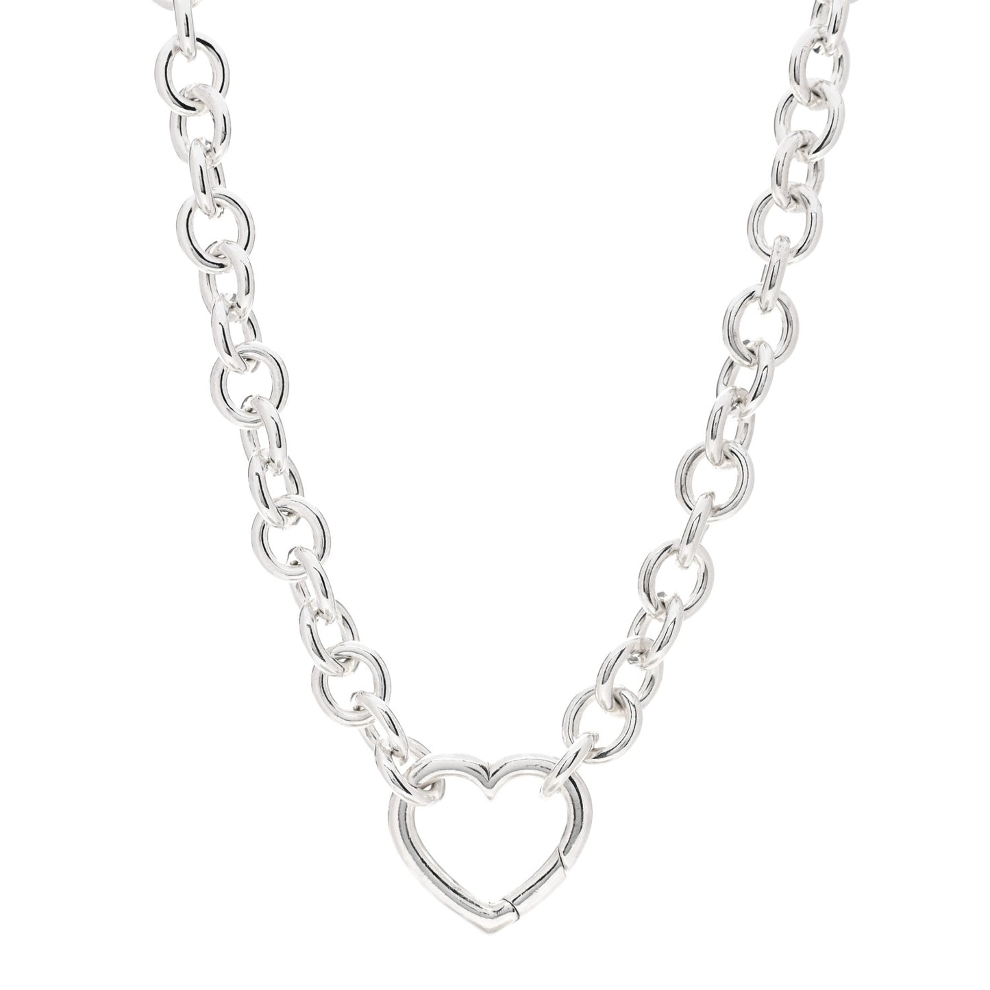 Sterling Silver Heart Clasp Choker Necklace