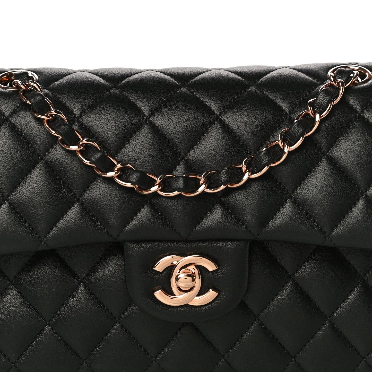 Lambskin Quilted Small Double Flap Black