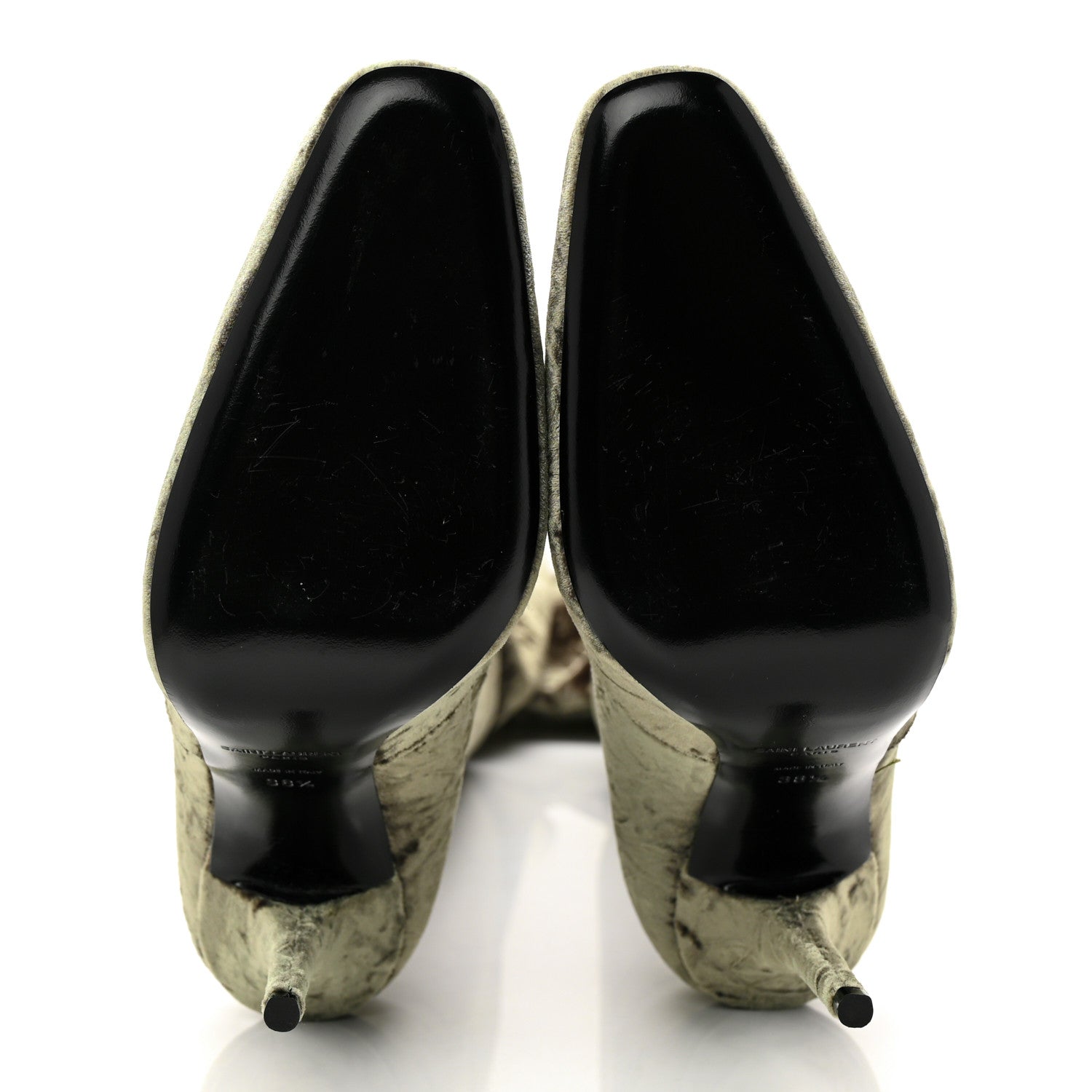 Saint Laurent Velvet Ella Knee High Boots 38.5 Bella Green 19 of 24