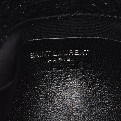 Saint Laurent Metallic Crackled Calfskin Chevron Monogram Micro Crossbody Bag Black 6 of 7