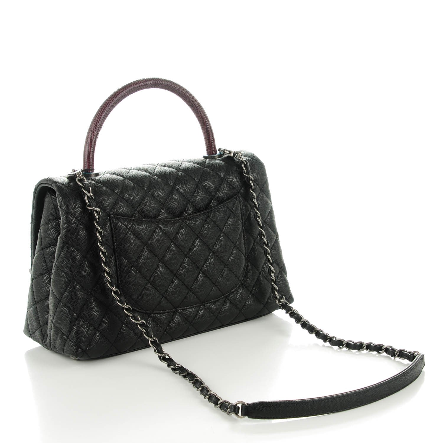 Chanel Caviar Lizard Quilted Small Coco Handle Flap Black 3 of 8
