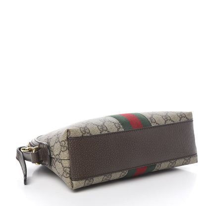 Gucci GG Supreme Monogram Textured Dollar Calfskin Web Small Ophidia Dome Shoulder Bag Beige Ebony New Acero 3 of 9