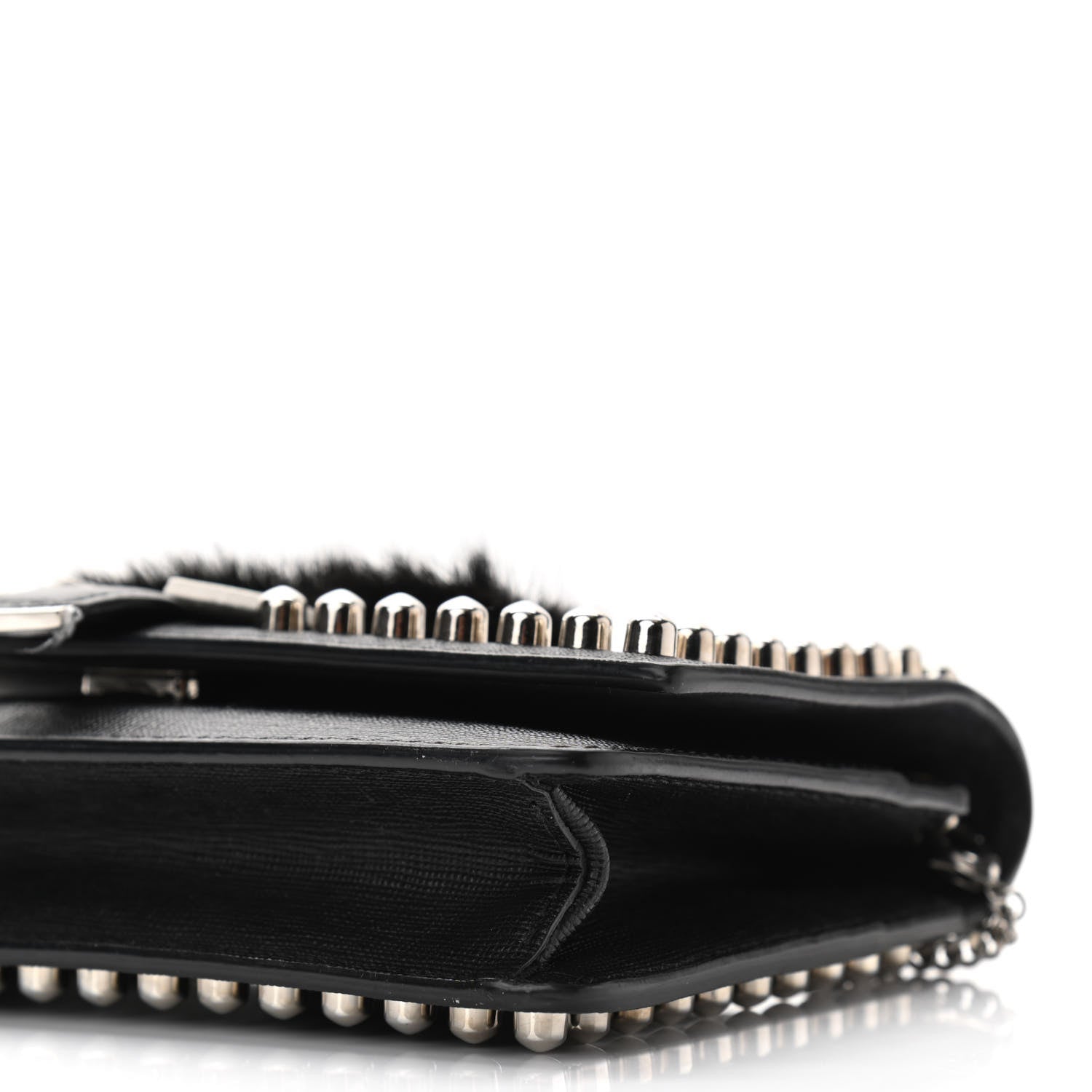 Fendi Vitello Elite Mink Fur Studded Karlito Tube Wallet on Chain Black 10 of 10