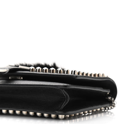 Fendi Vitello Elite Mink Fur Studded Karlito Tube Wallet on Chain Black 10 of 10