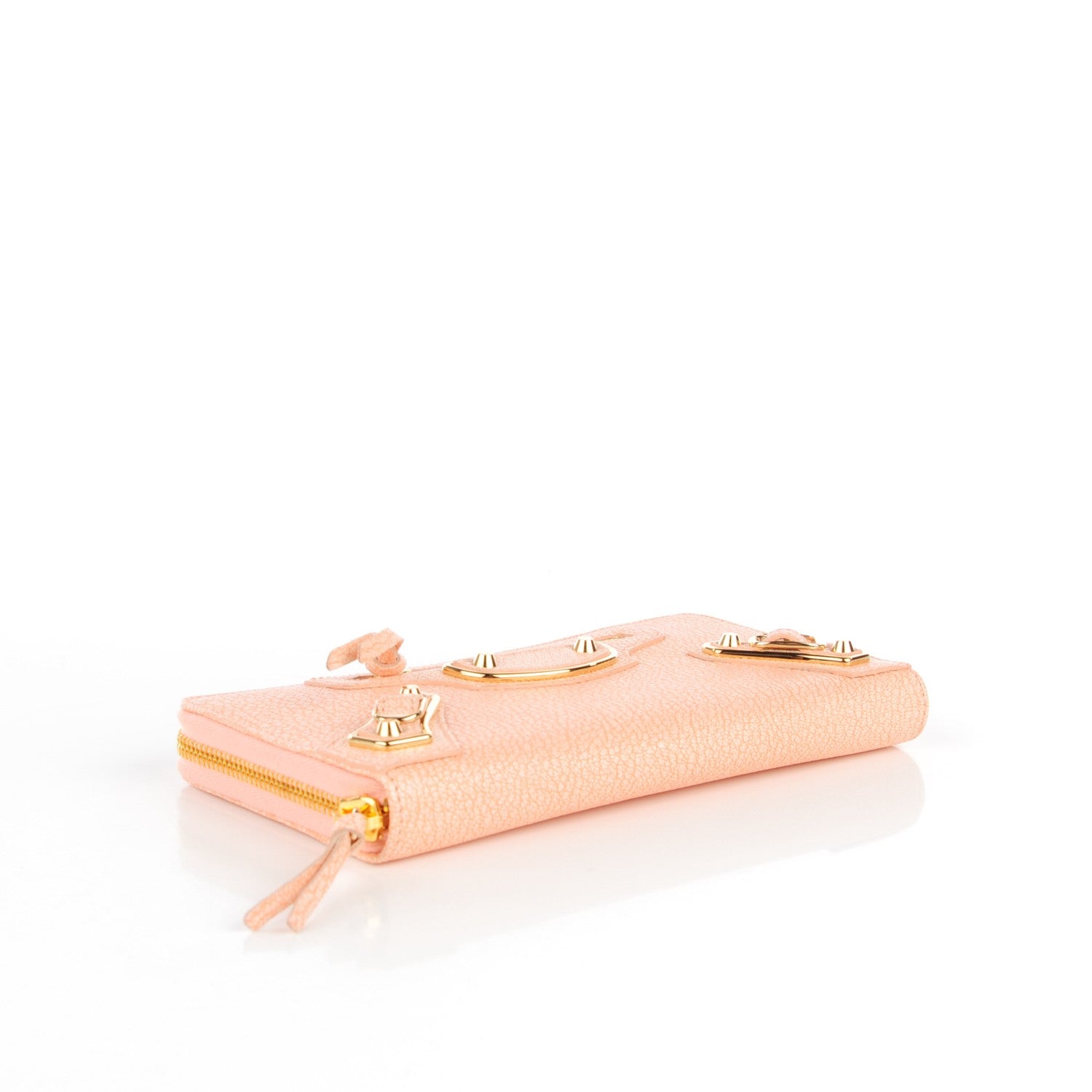 Balenciaga Chevre Metallic Edge Zip Around Wallet Rose Corail 4 of 8