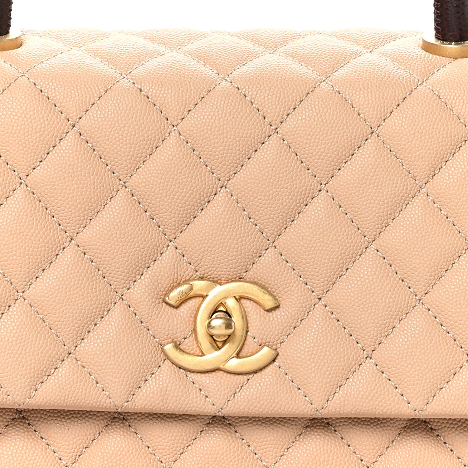 Chanel Caviar Lizard Embossed Quilted Small Coco Handle Flap Beige 8 of 11