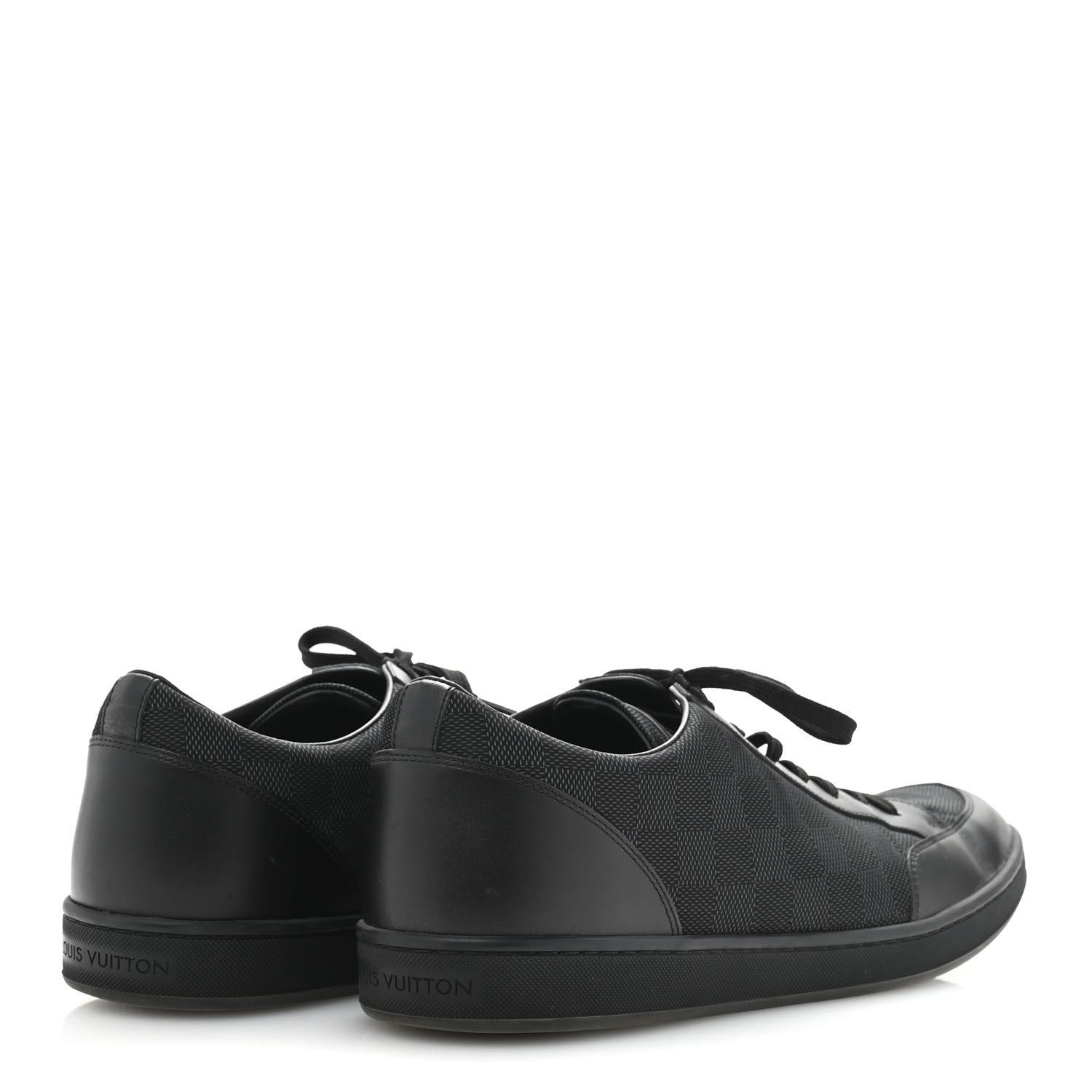 Louis Vuitton Calfskin Nylon Damier Offshore Sneakers 11 Black 5 of 9