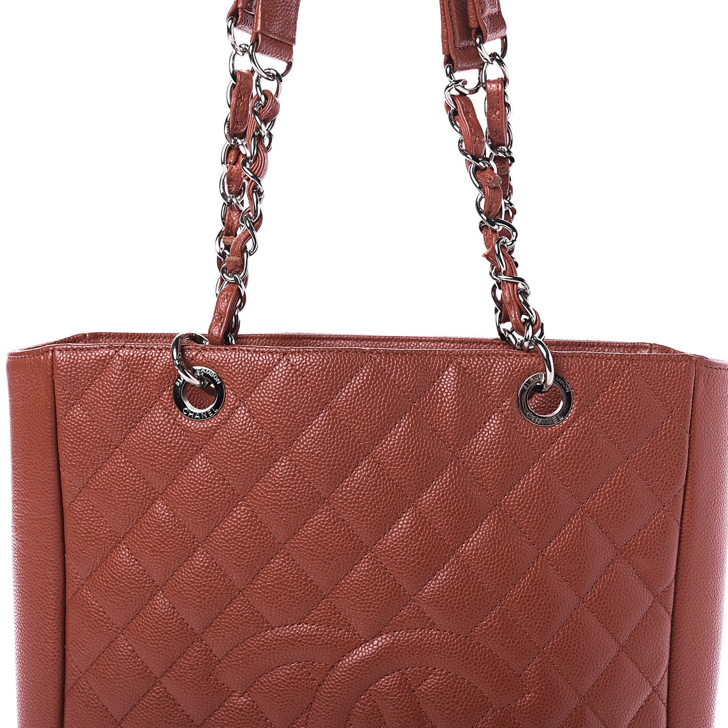 Caviar Quilted Vertical Grand Shopping Tote GST Red