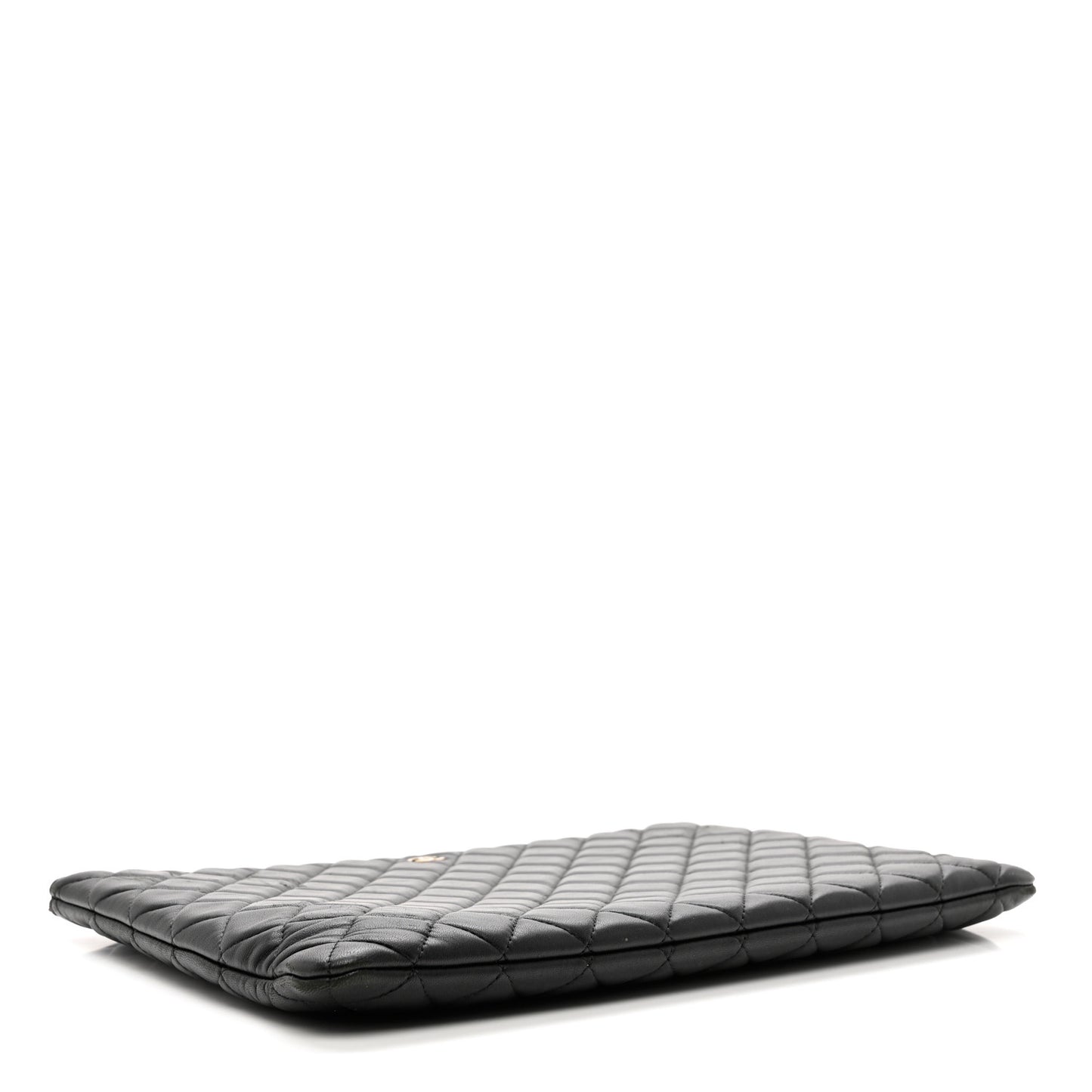 Lambskin Quilted Large Cosmetic Case Black