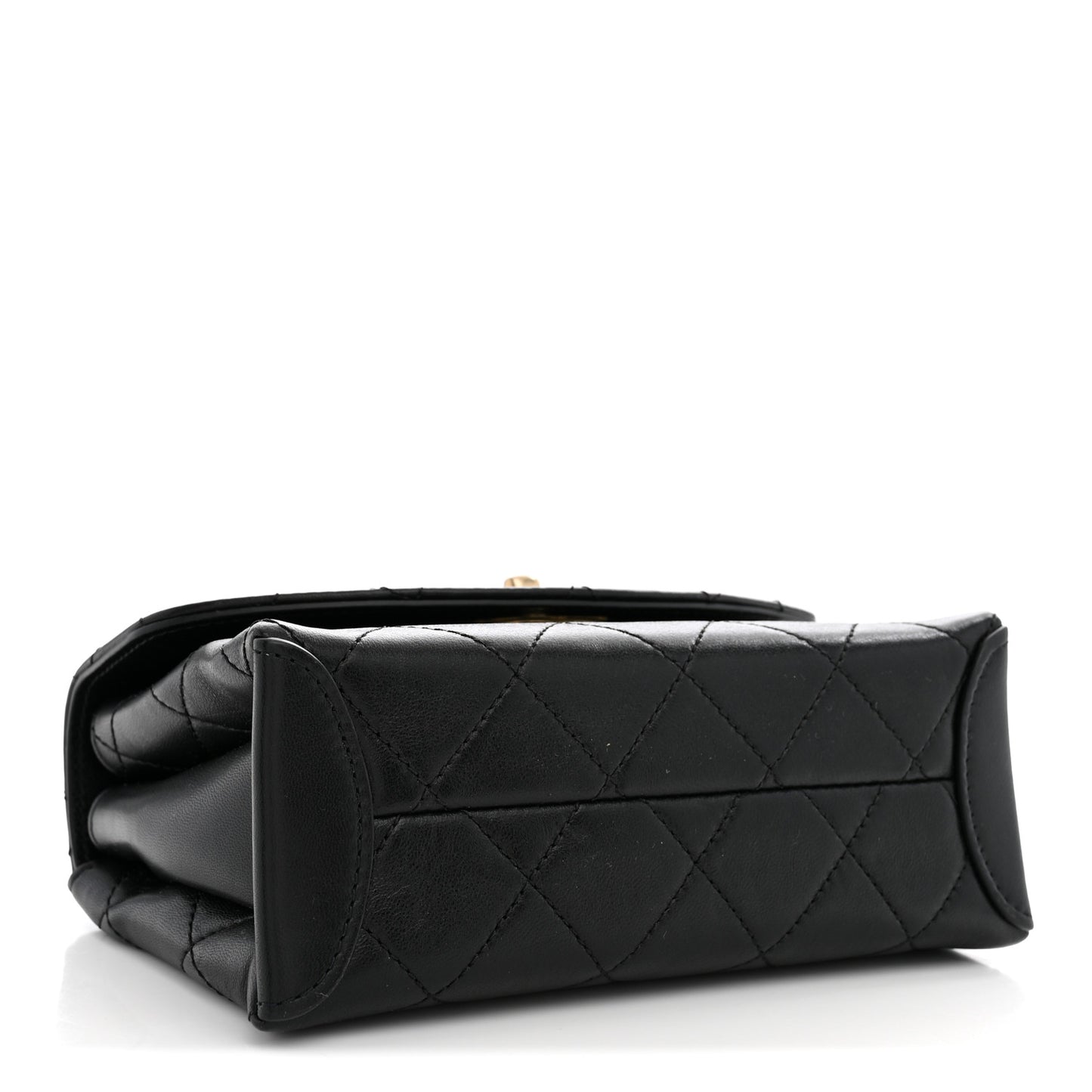 Lambskin Quilted Small Trendy Spirit Top Handle Bag Black