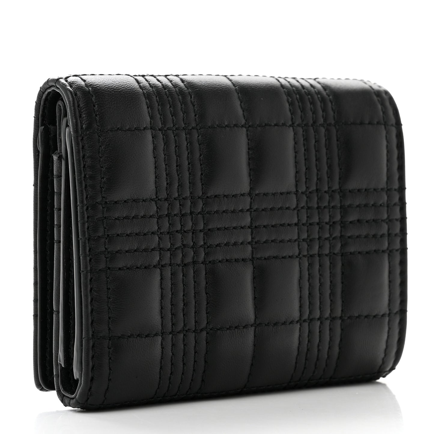 Lambskin Quilted Small Lola Folding Wallet Black