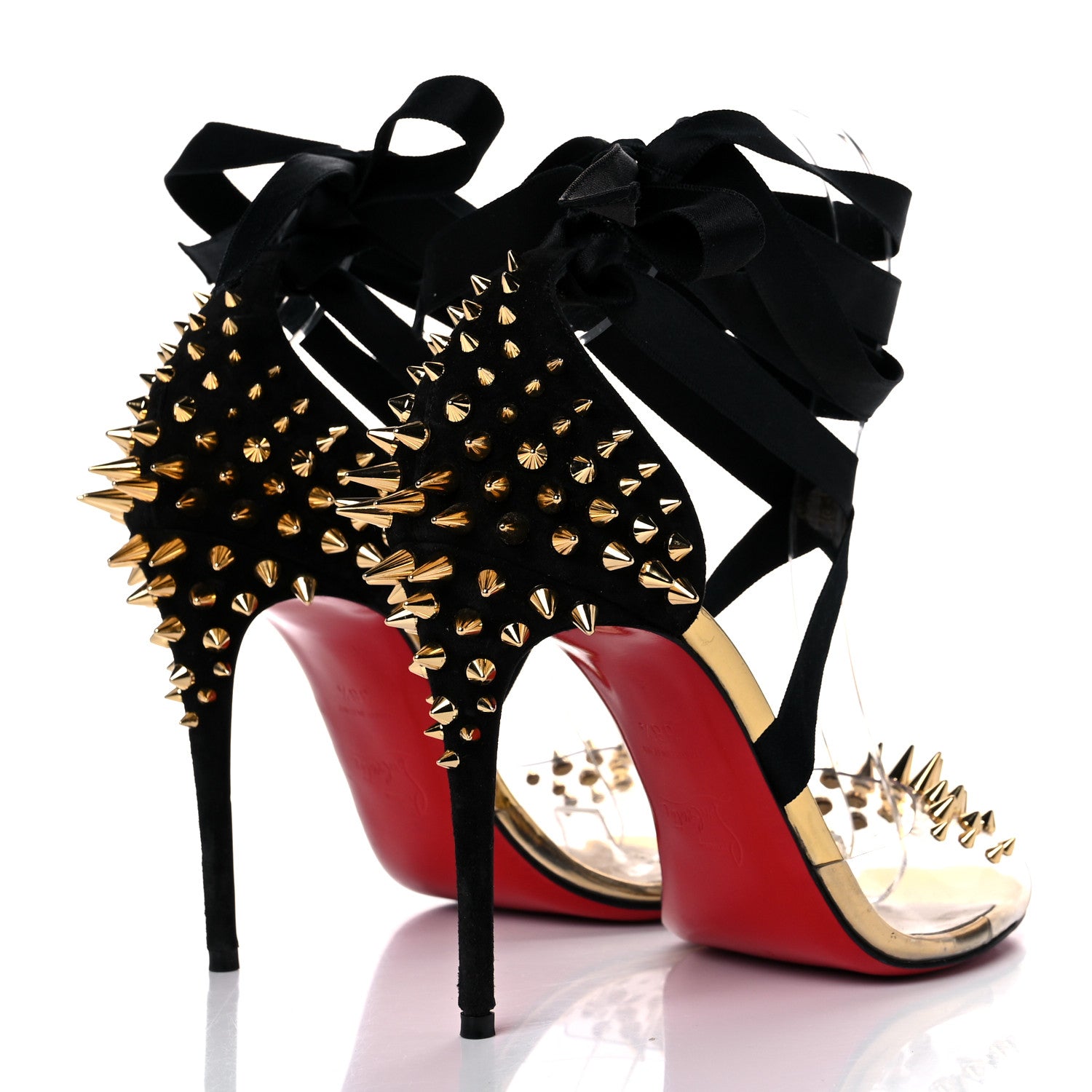 Christian Louboutin PVC Specchio Nappa Laser Barbarissima Sandals 38.5 Black 4 of 16