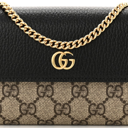 Gucci Dollar Calfskin GG Supreme Monogram Petite GG Marmont Wallet Chain Bag Black Beige Ebony 9 of 12