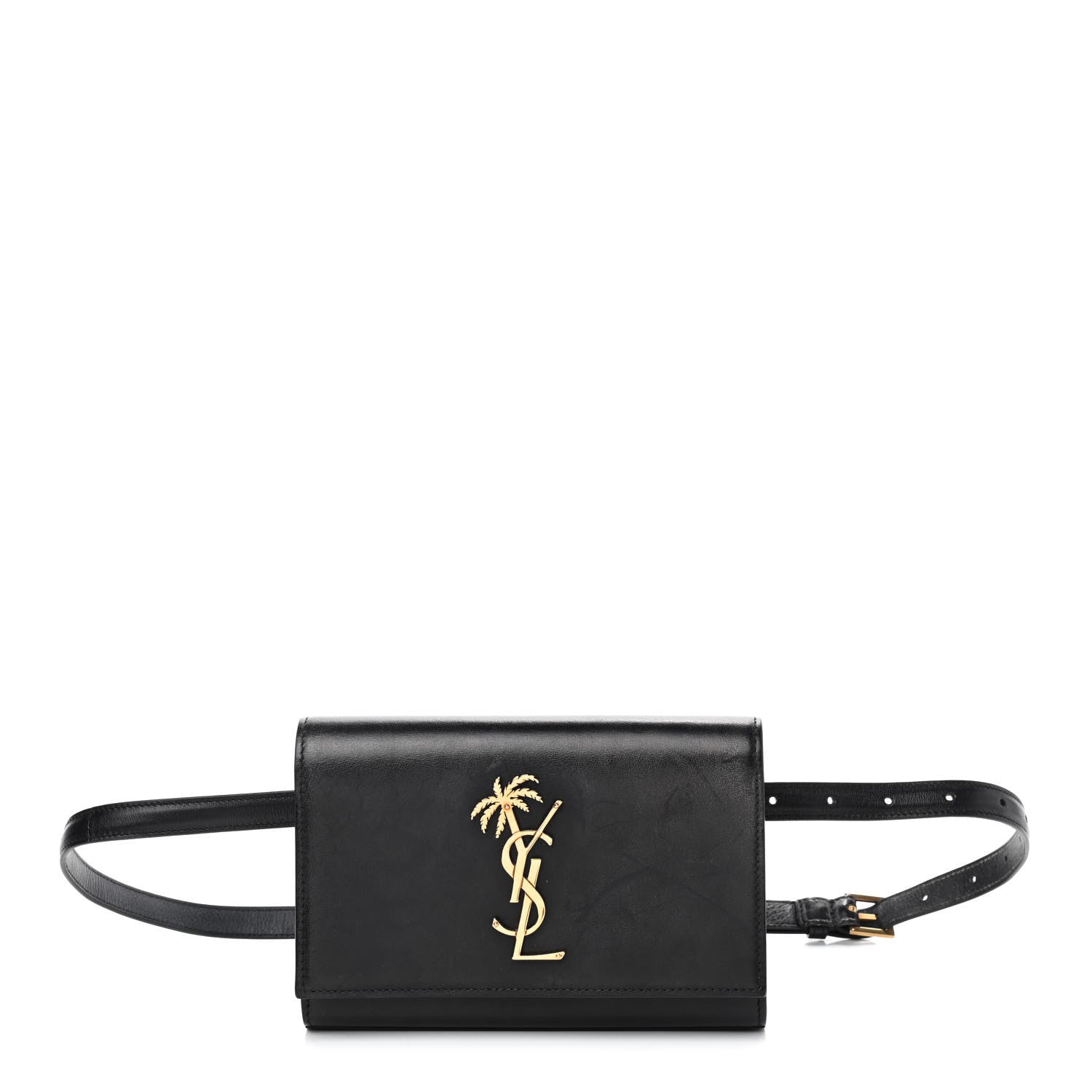 Saint Laurent Smooth Calfskin Monogram Palm Tree Kate Belt Bag Black 1 of 10
