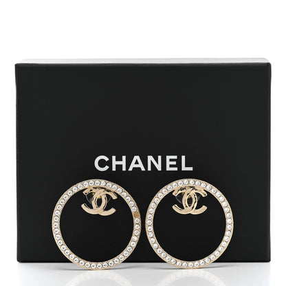 Chanel Crystal CC Large Hoop Earrings Gold 6 of 6