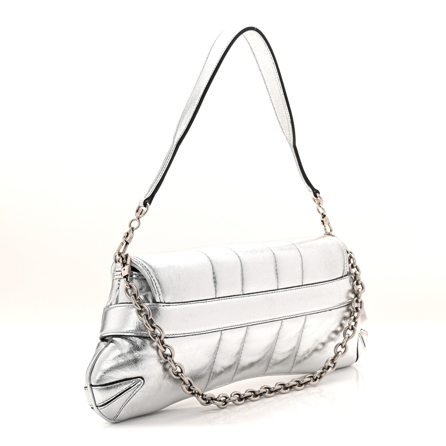Gucci Metallic Nappa Vertical Matelasse Medium Maxi Horsebit Chain