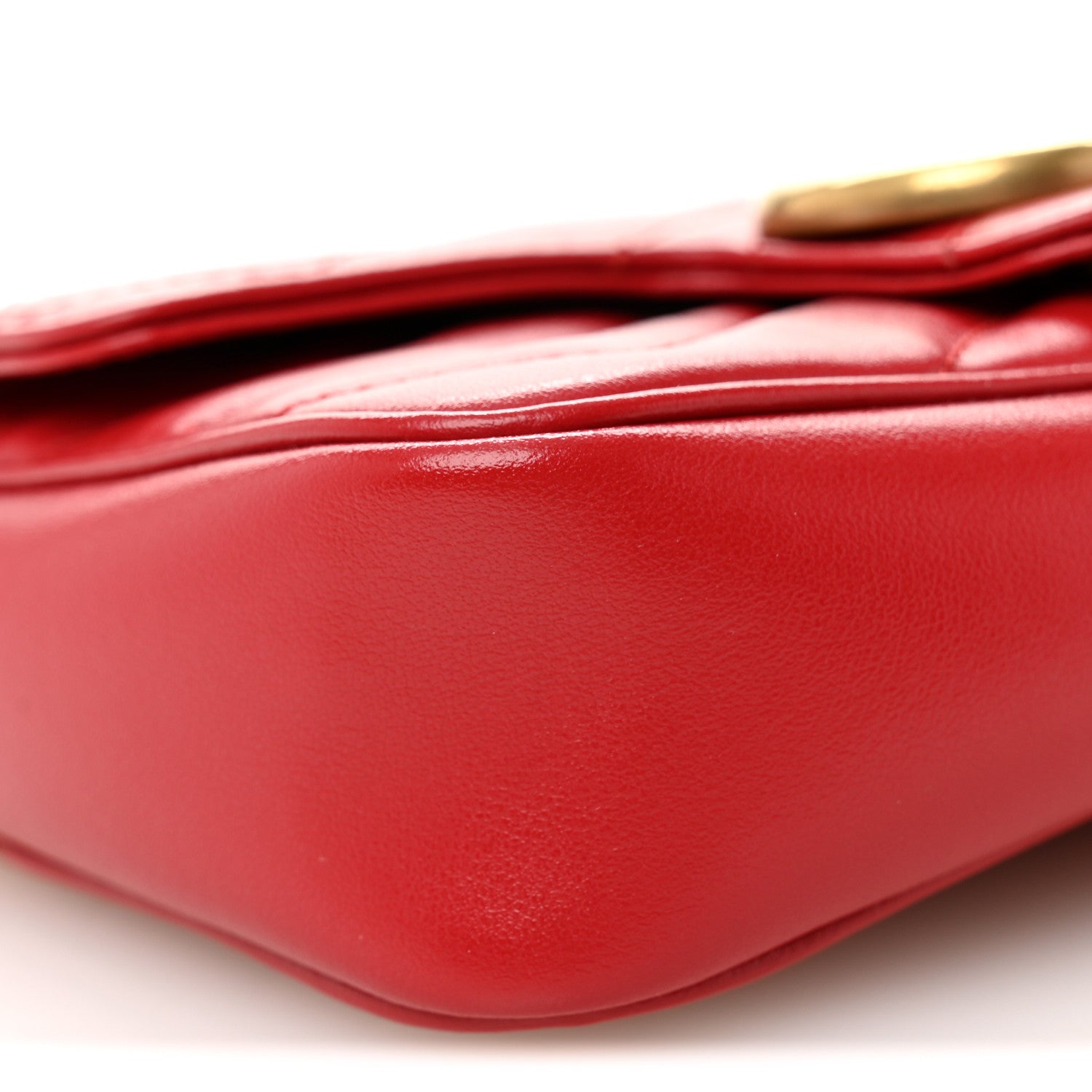 Gucci Calfskin Matelasse Super Mini GG Marmont Shoulder Bag Hibiscus Red 9 of 10