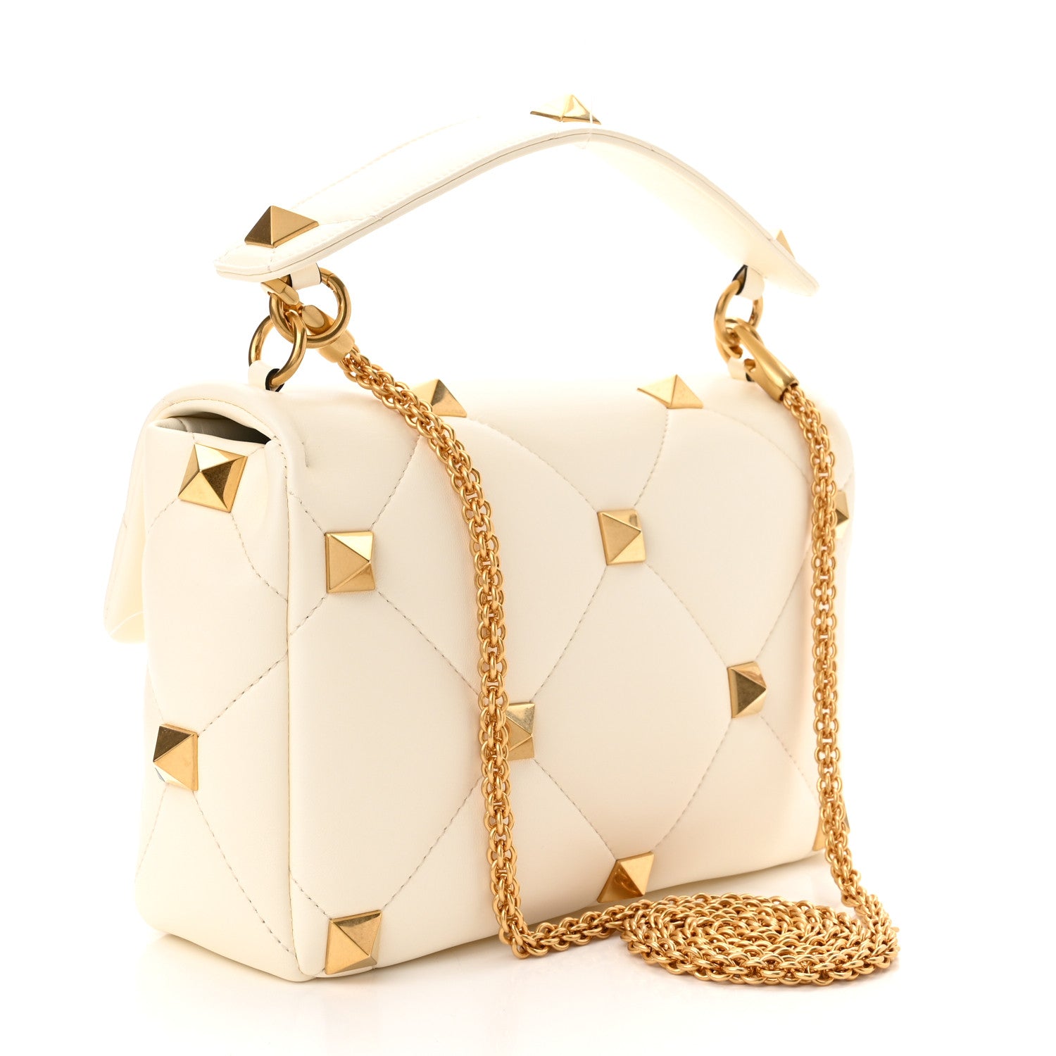 Valentino Garavani Nappa Large Roman Stud Shoulder Bag Ivory 3 of 9