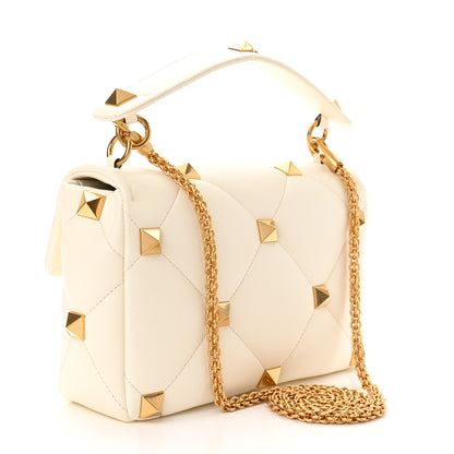 Valentino Garavani Nappa Large Roman Stud Shoulder Bag Ivory 3 of 9