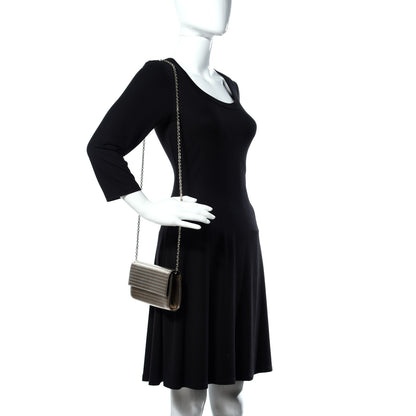 Christian Dior Metallic Patent Micro-Cannage Lady Dior Croisiere Chain Wallet Champagne 2 of 11