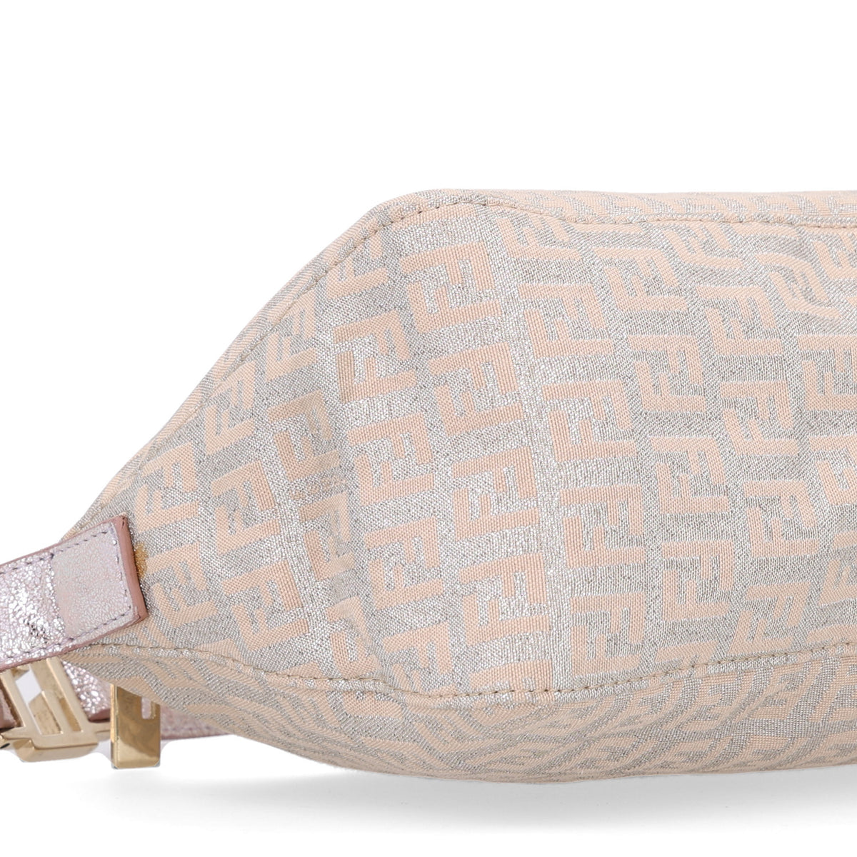 Fendi Metallic Jacquard Zucchino Vitello Pochette Cipria Argento Grigio 9 of 10