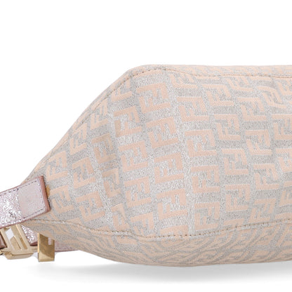Fendi Metallic Jacquard Zucchino Vitello Pochette Cipria Argento Grigio 9 of 10