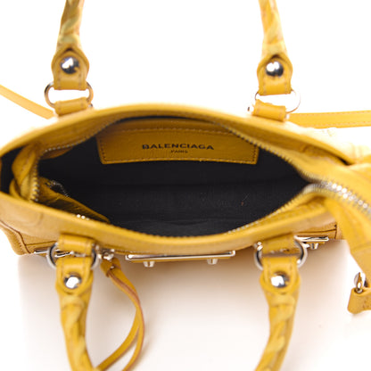 Balenciaga Chevre Silver Metallic Edge Hardware Nano City Jaune Epi 4 of 11