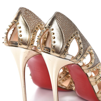 Christian Louboutin Glitter Silk Nappa Spiked Circus City 120 Pumps Gold 17 of 19