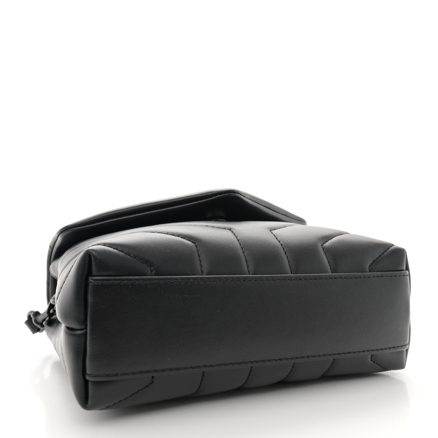 Calfskin Y Quilted Monogram Monochrome Toy Loulou Crossbody Bag Black