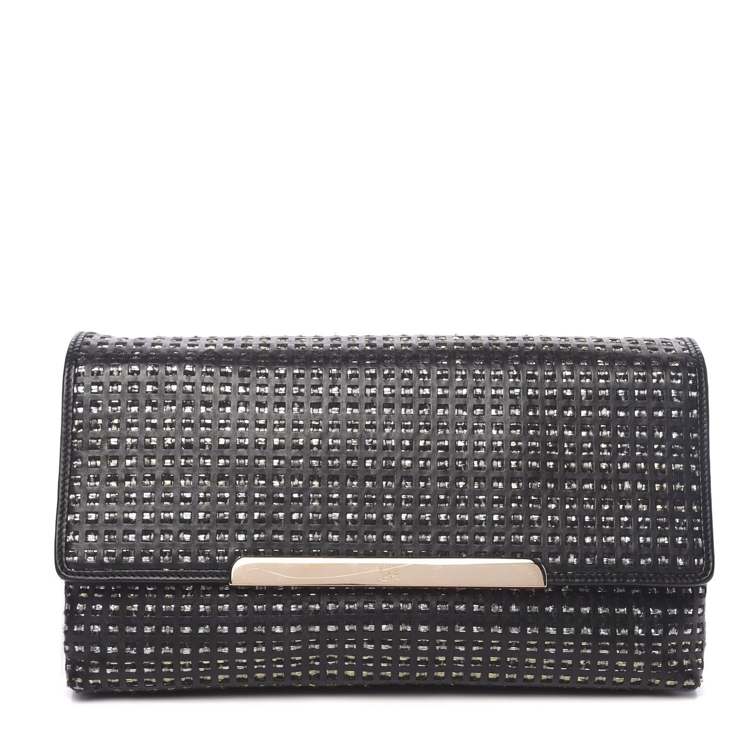 Christian Louboutin Optic Woven Calfskin Rougissime Clutch Black 1 of 10