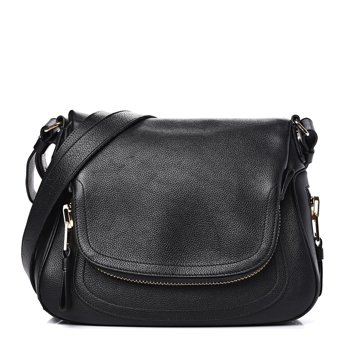 Grained Calfskin Medium Jennifer Crossbody Bag Black