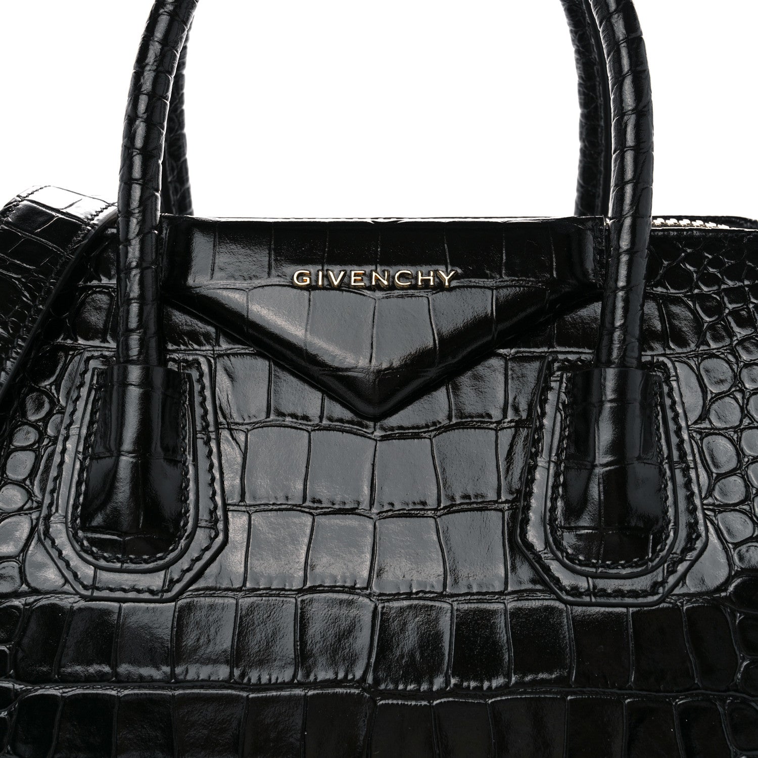 Givenchy Calfskin Crocodile Embossed Small Antigona Black 8 of 10