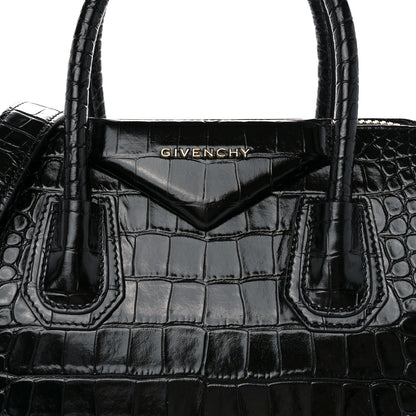Givenchy Calfskin Crocodile Embossed Small Antigona Black 8 of 10