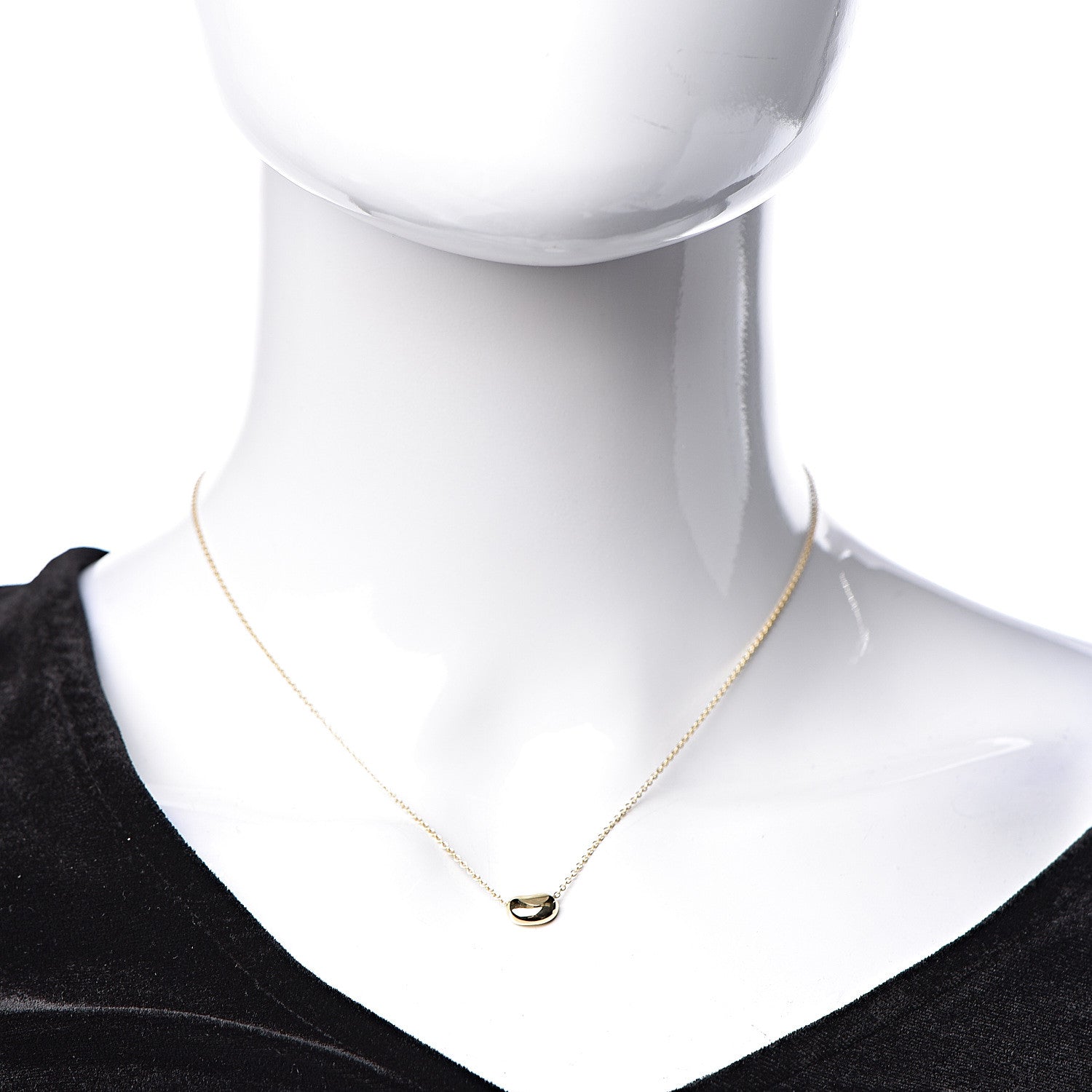 Tiffany 18K Yellow Gold 7mm Elsa Peretti Bean Pendant Necklace 2 of 8