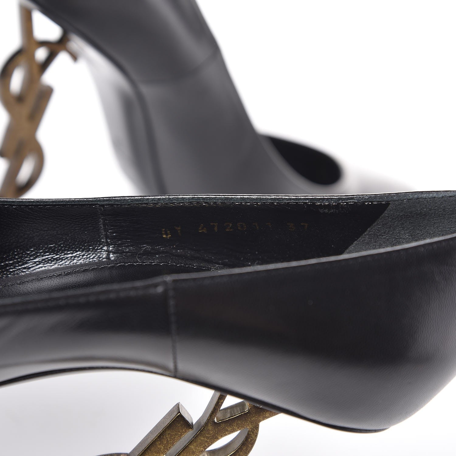 Saint Laurent Calfskin Opyum 100 Pumps 37 Black Gold 8 of 9