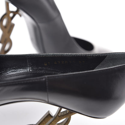 Saint Laurent Calfskin Opyum 100 Pumps 37 Black Gold 8 of 9
