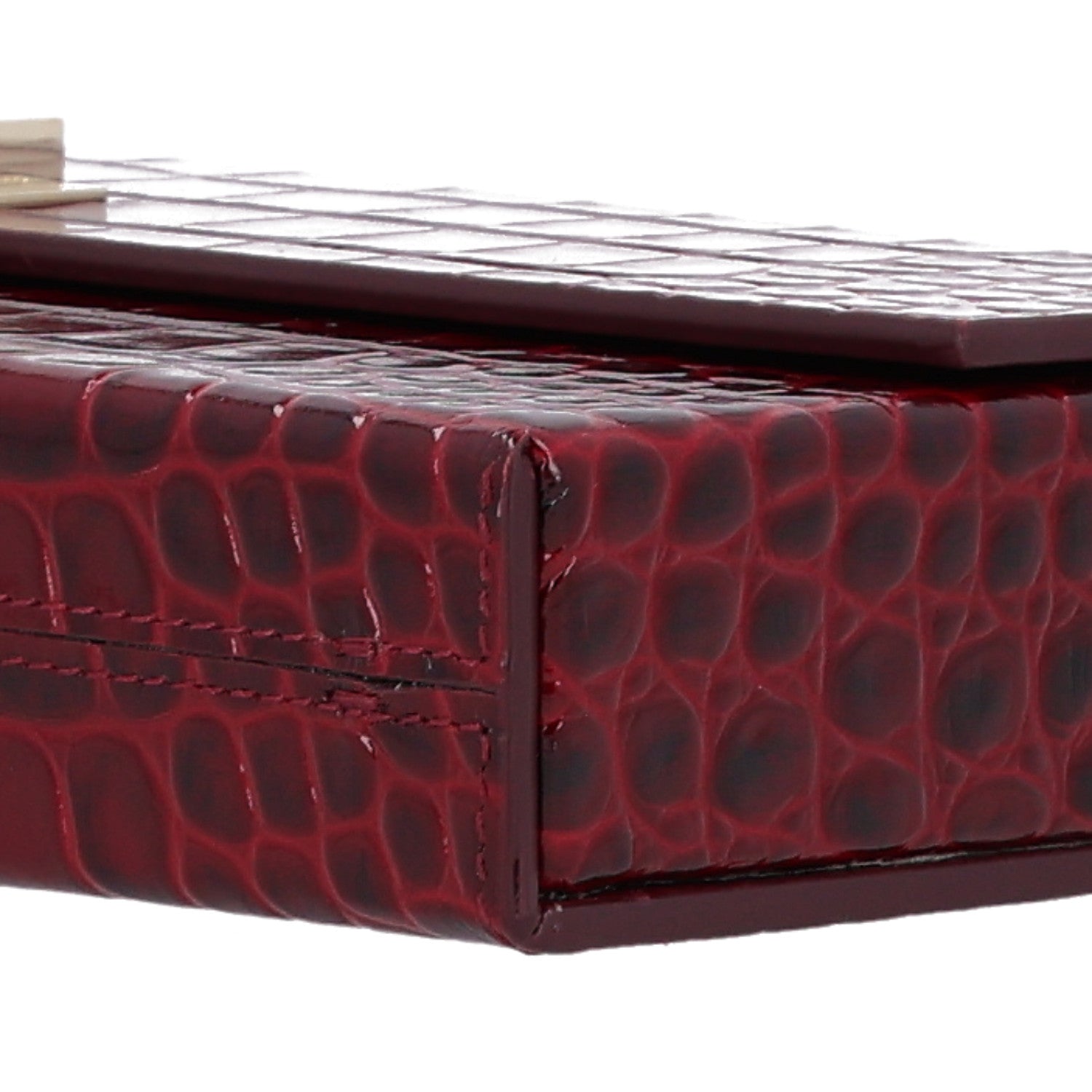 Tom Ford Calfskin Crocodile Embossed T-Latch Clutch Ruby Red